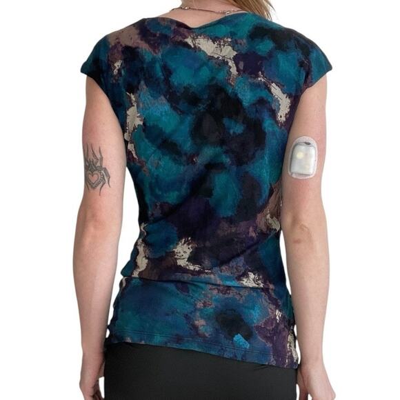 Classiques Entier Blue & Purple Cowl Neck Short Sleeve Blouse - Picture 4 of 8